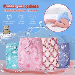 Fralda Ecológica Reutilizáve Para Bebê Impermeavél Respirável Ajustável Unissex Fraldas BA28