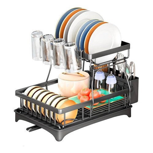 HAOSIN Escorredor de Louças Rack Aço Carbono Organizador Preto escorredor de Copo de água