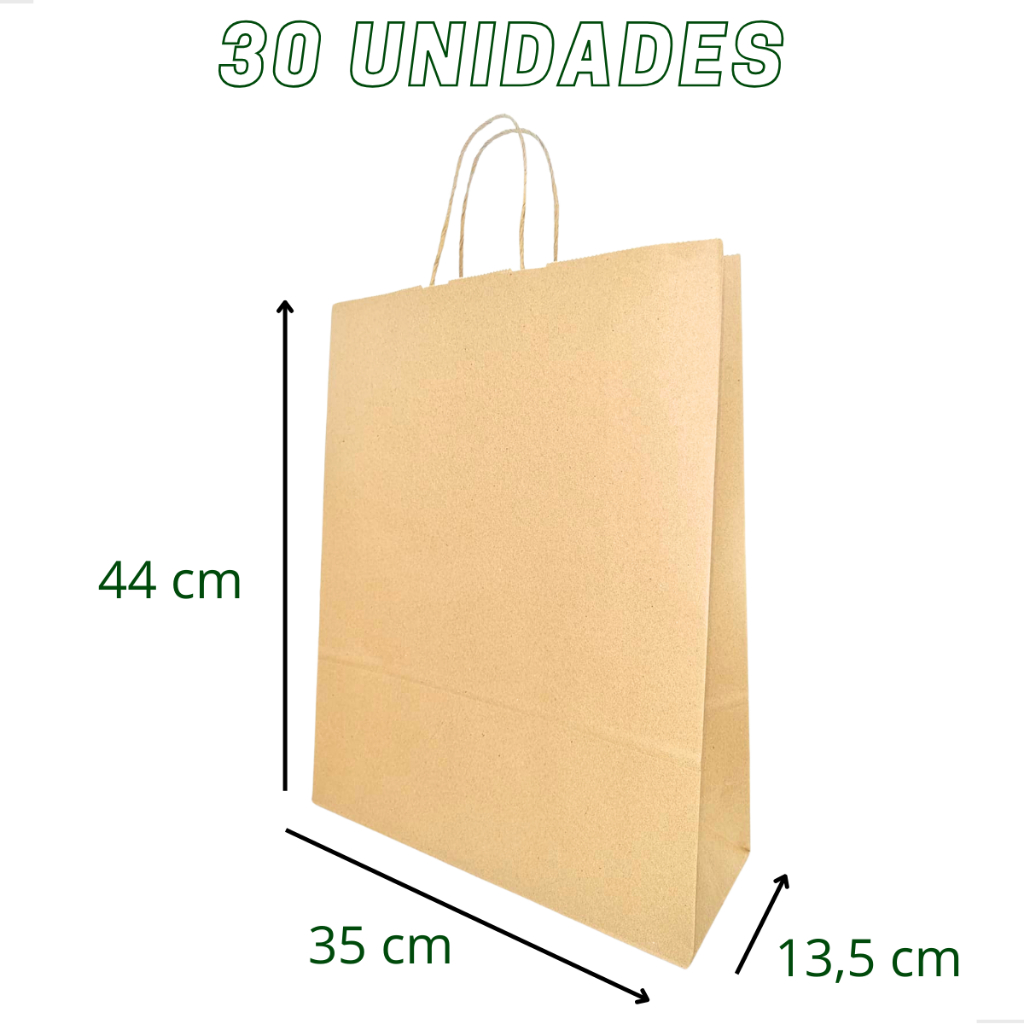 Sacola Papel Kraft Grande Gg Reforçada 35x44x13,5 Cm - 30 Un em Oferta na Shopee