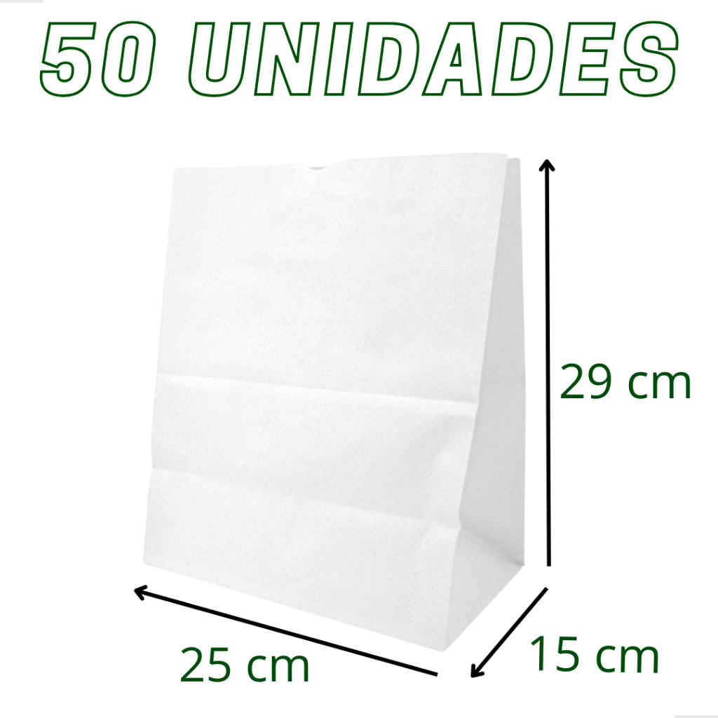 Saco Delivery Papel Kraft Branco 25x15x29 cm (50 Unidades) em Oferta na Shopee