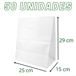 Saco Delivery Papel Kraft Branco 25x15x29 cm (50 Unidades) em Oferta na Shopee