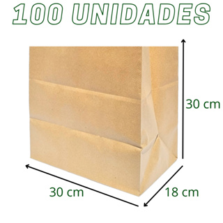 Saco Kraft Papel Delivery G 30x30x18 cm (100 Unidades) em Oferta na Shopee