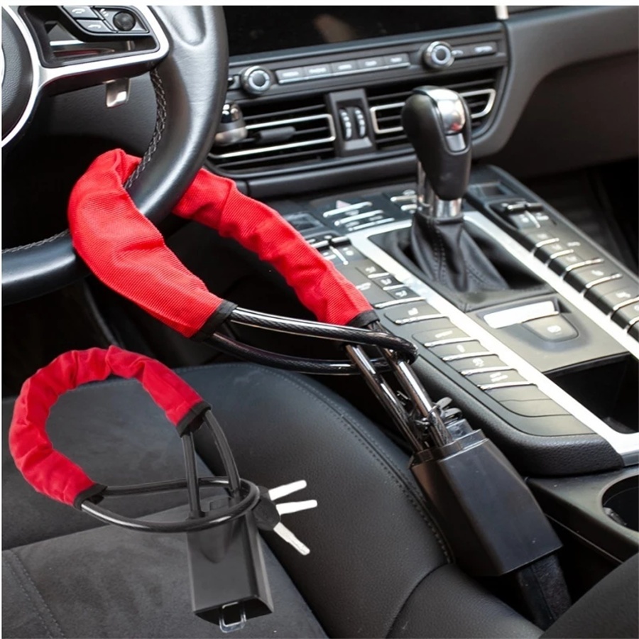 Trava de Segurança Cadeado 3 Chaves Antifurto Volante Cinto Veículo em Oferta na Shopee