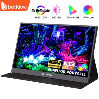 BETTDOW  Monitor Portátil para laptop 15.6 ''1920*1080p 4k fhd ips monitor portátil para ipad/pc/mac/telefone/switch/ps4 em Oferta na Shopee