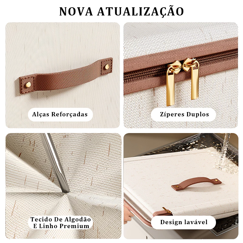 Caixa de Armazenamento de Tecido Dobrável com Cremalheira para Roupas — foto 6