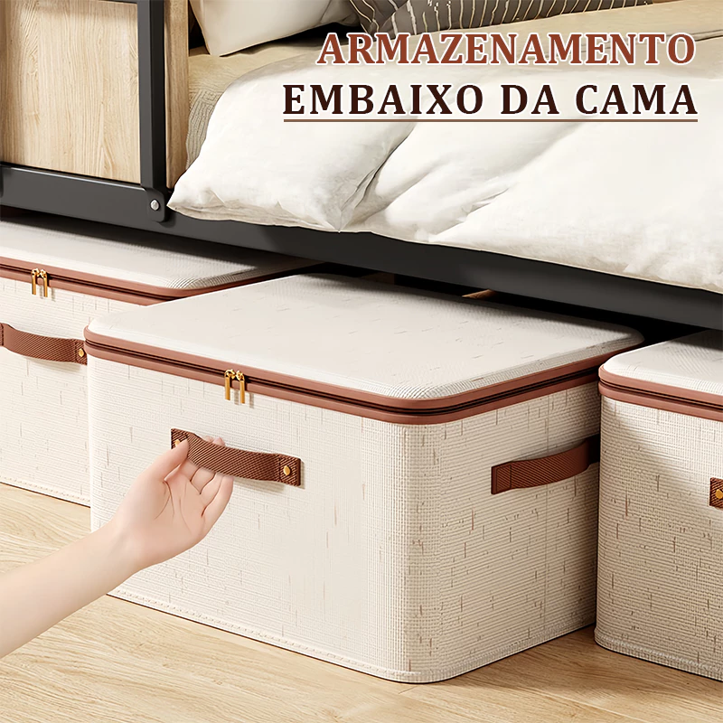 Caixa de Armazenamento de Tecido Dobrável com Cremalheira para Roupas — foto 2