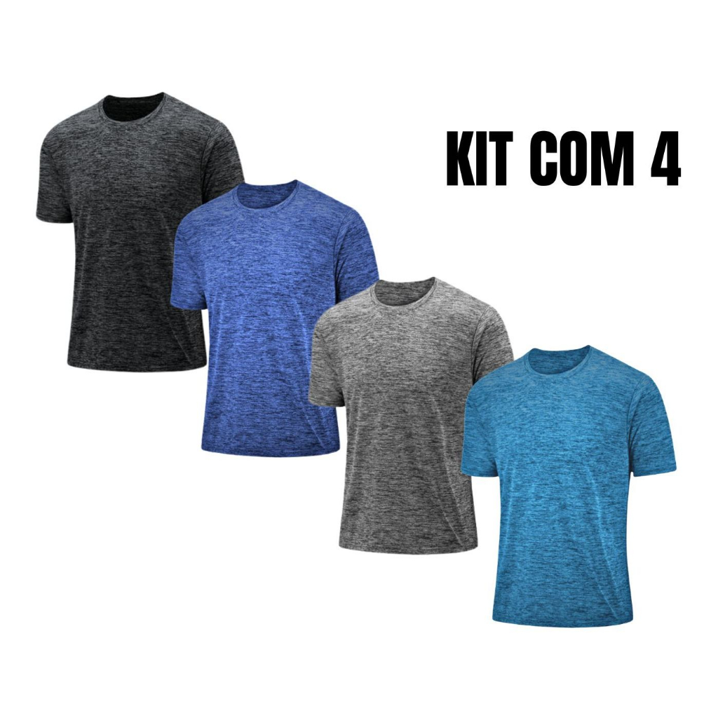 Kit 4 Camiseta Dry Plus Size Rajada Mescla Academia Caminhada Corrida Esportes Futebol Ginastica Tamanho Grande Unissex