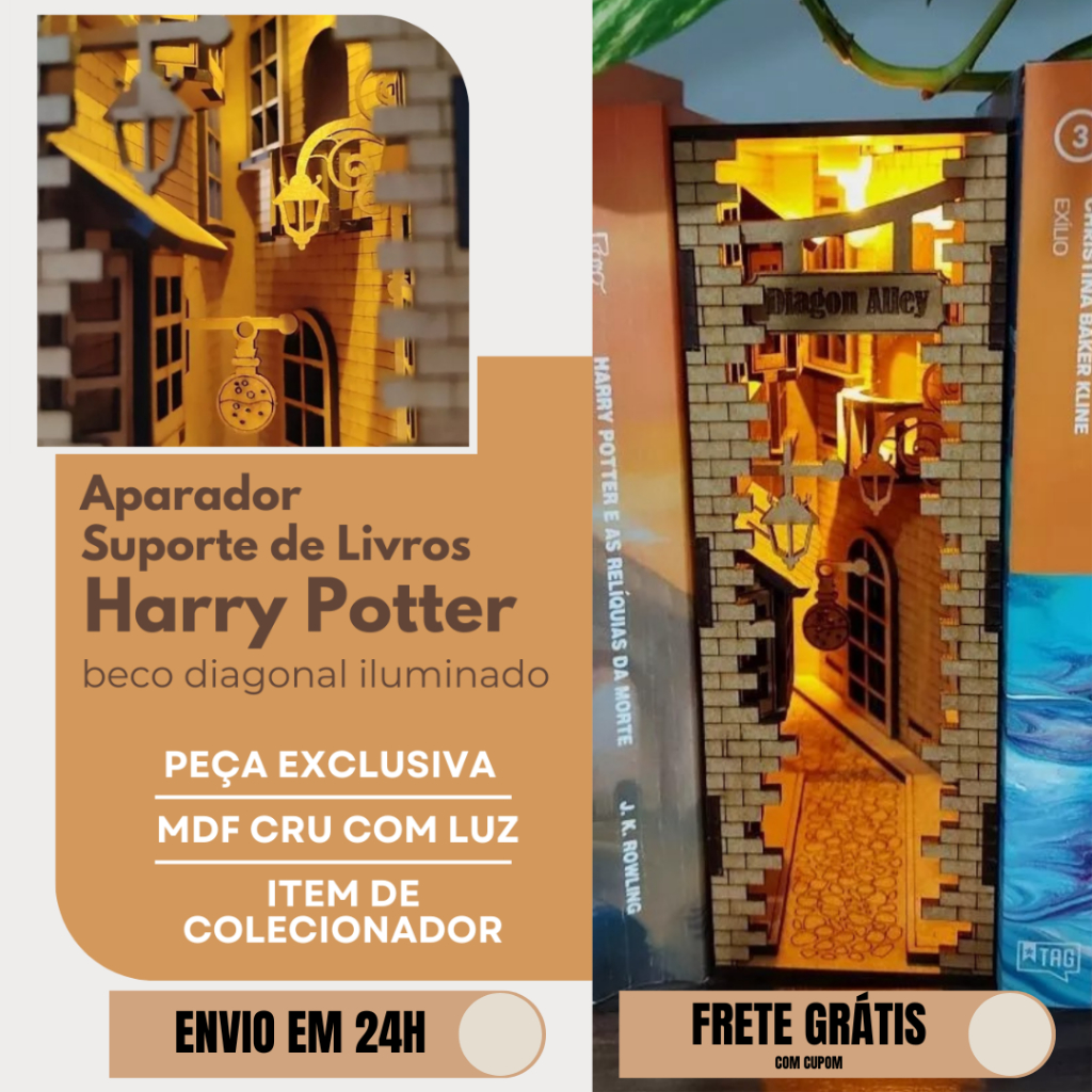 (Desmontado) Harry Potter Suporte Aparador De Livros Decoração Beco Diagonal Iluminado Quarto em Oferta na Shopee
