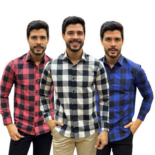 Camisa Xadrez masculina Slim Regular Confort