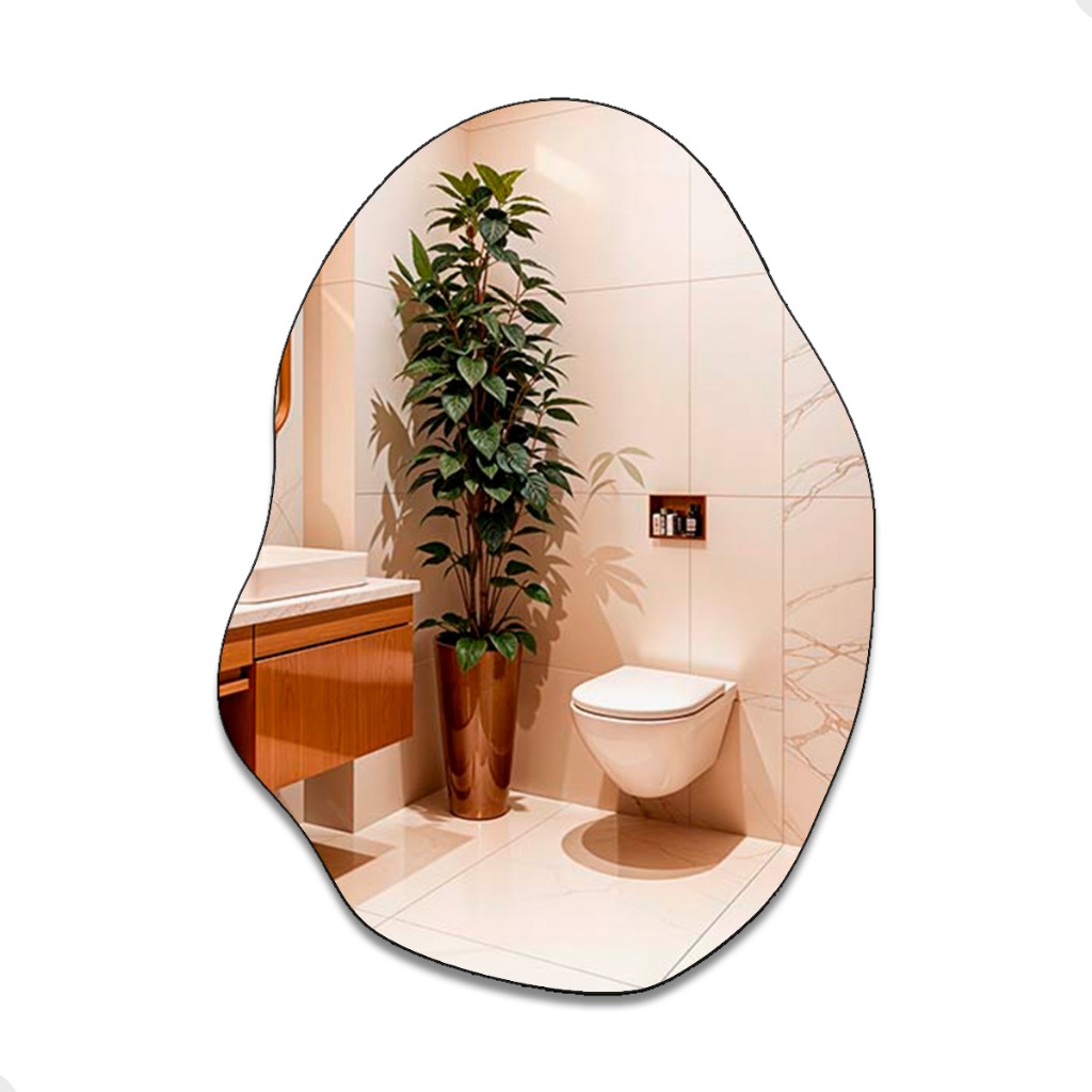Espelho Orgânico De Parede Sala Lavabo 55x75cm - Mod. Rubi - Home & Living