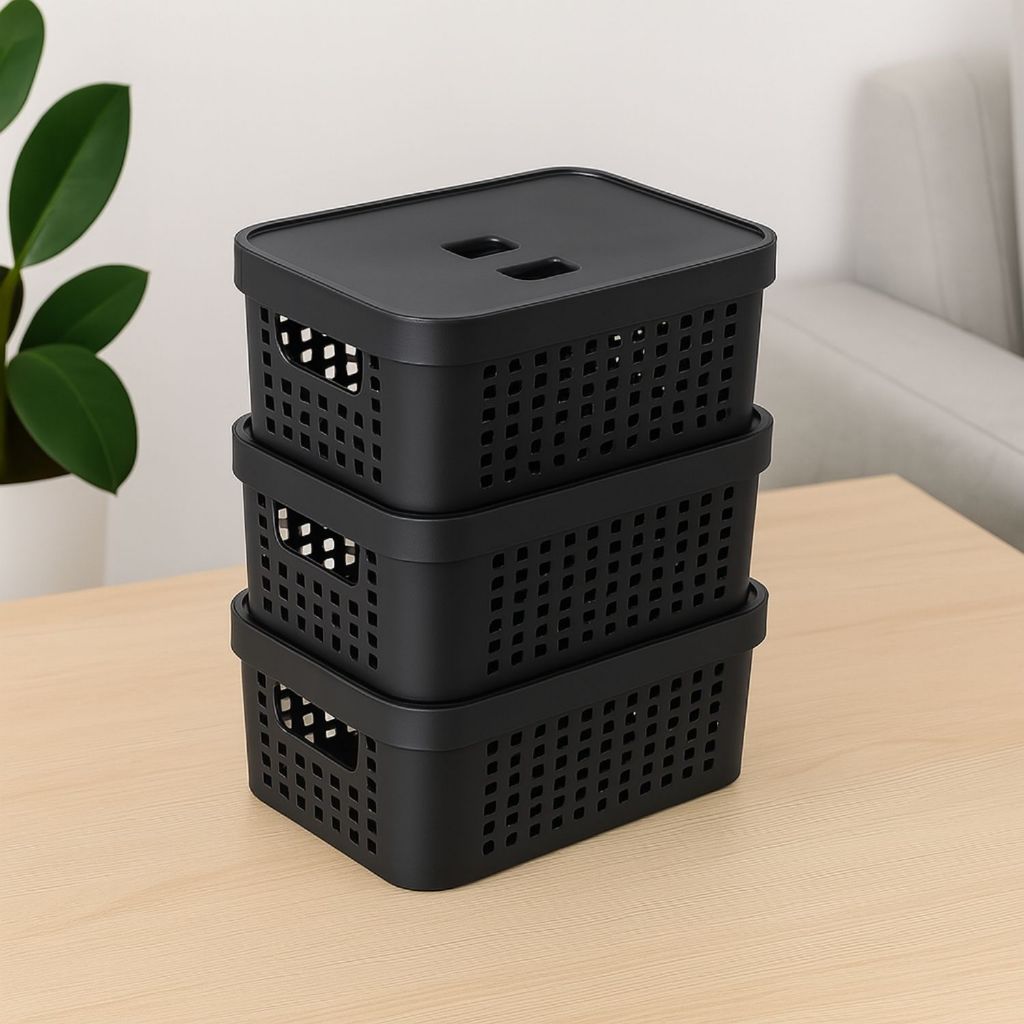 Kit3 Caixa Organizadora 2 Litros Cesto Organizador com Tampa Gavetas Armario Maquiagem Bijuteria em Oferta na Shopee