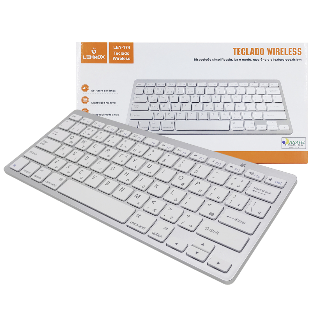 Teclado Wireless Bluetooth Lehmox Ergonômico Macio Portátil