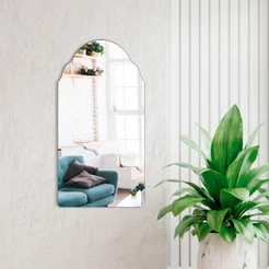 Espelho Orgânico Marrocos 60x80cm para Banheiro Sala com Borda em Couro Ecológico e Fixação de Parede