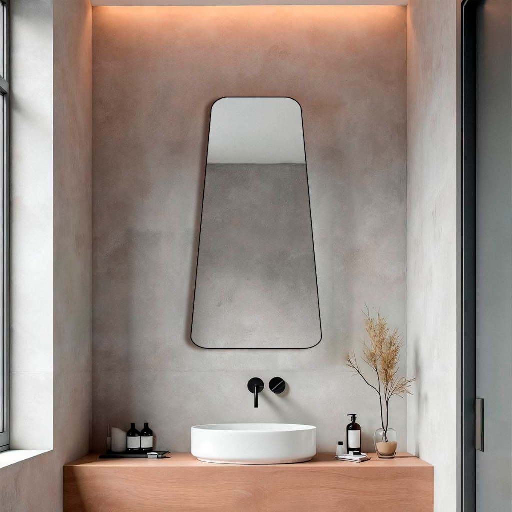Espelho Grande Orgânico Pinterest 60x110 Lapidado Decorativo Quarto Sala Lavabo Banheiro c/ Suporte - Home & Living