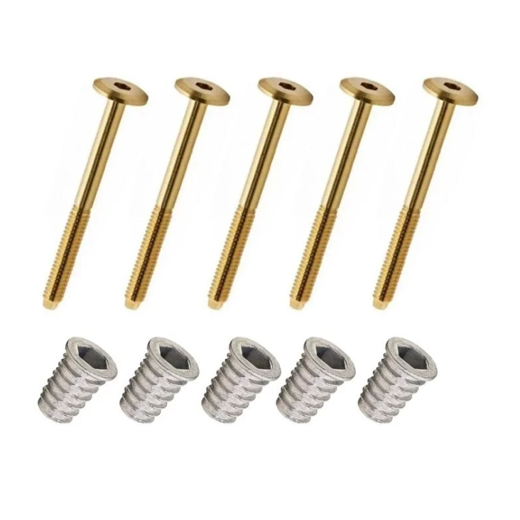 Kit com 15 Unidades de Parafuso para Móveis Tampinha allen com porca bucha americana 1/4 x 20