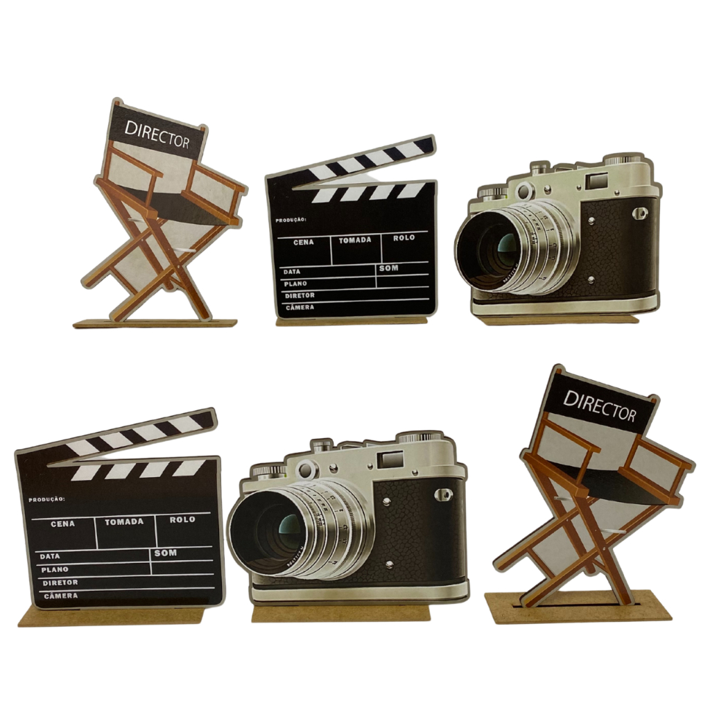 Kit Display de Mesa 6 Peças Para Festa Cinema MDF em Oferta na Shopee