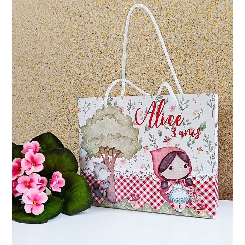 Sacolinha Personalizada Chapeuzinho Vermelho(PEGUE MONTE) Lembrancinha de festa infantil/chá de bebê