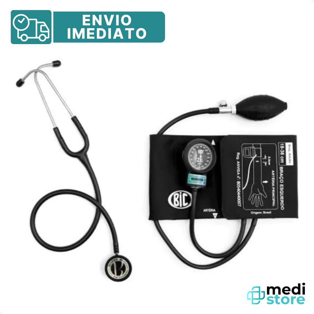 Estetoscópio Duplo Bic Com Esfigmomanômetro Bic ou PAMED em Cores - Envio Imediato