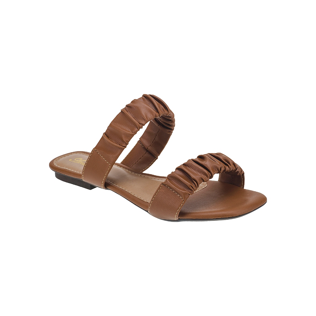 Sandália Feminina Chinelo Rasteira Plana Tiras Sanfonada Confortável Tendencia Elegante Moda Casual