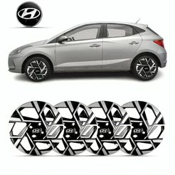 Kit 4 Calotas Aro 14 Hb20 2024 Diamantada Hb20s Capa de Roda Com Emblema Calotinha 1ª Linha Novo