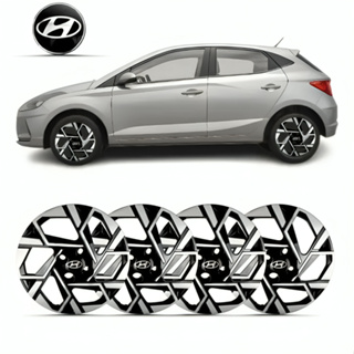 Kit 4 Calotas Aro 14 Hb20 2024 Diamantada Hb20s Capa de Roda Com Emblema Calotinha em Oferta na Shopee