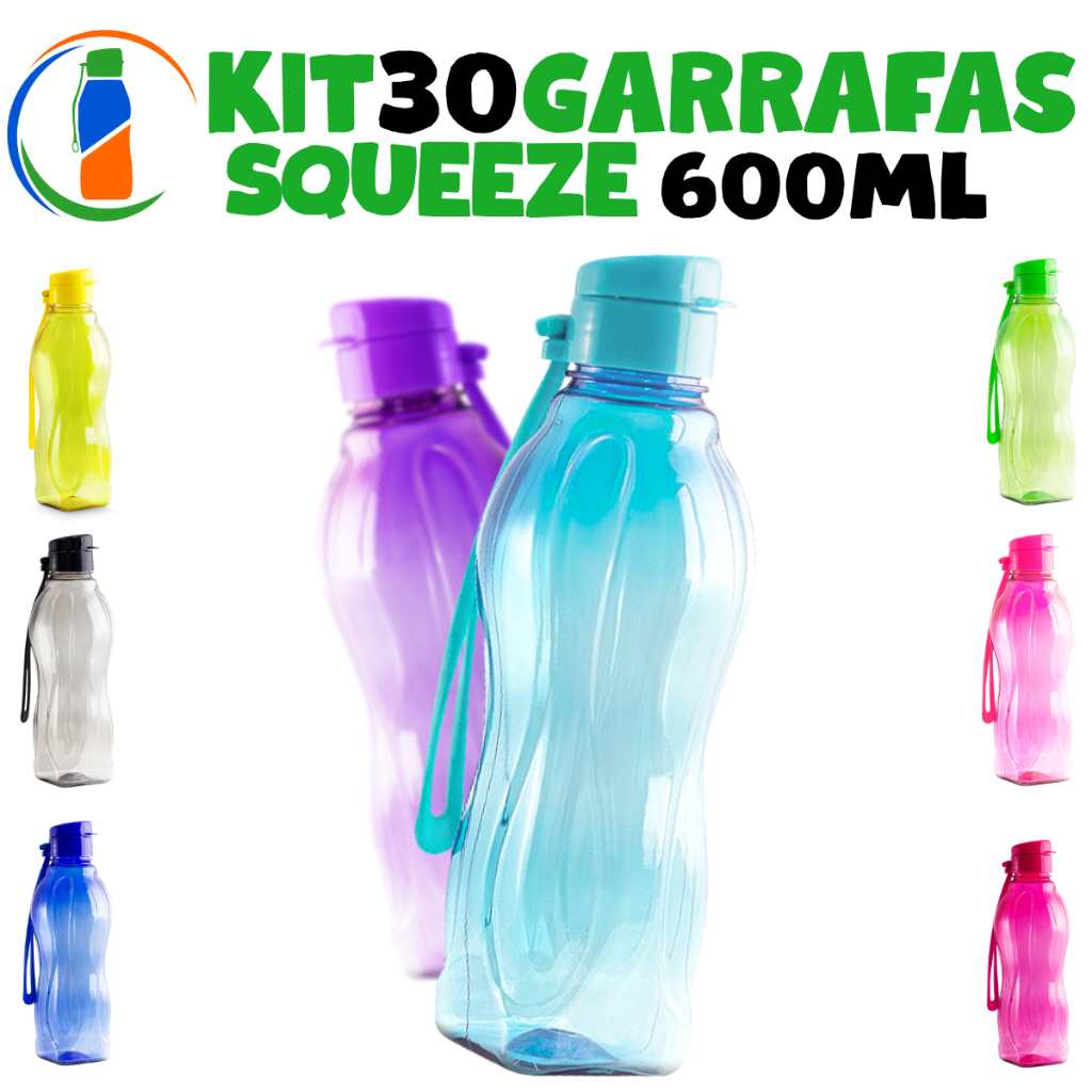 Kit 30 Garrafa Squeeze 600ml – Hidratação na Medida Certa! em Oferta na Shopee