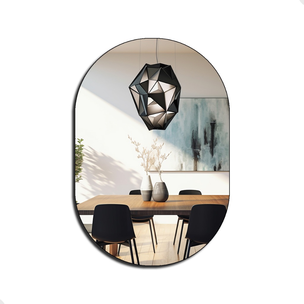 Espelho Decorativo Sala Hall Quarto Orgânico em Couro 44x64cm C/Suporte - Mod. Pílula - Home & Living