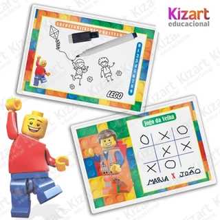 Lousa Mágica + Caneta Com Apagador Lembrancinha Festa Infantil Tema Lego