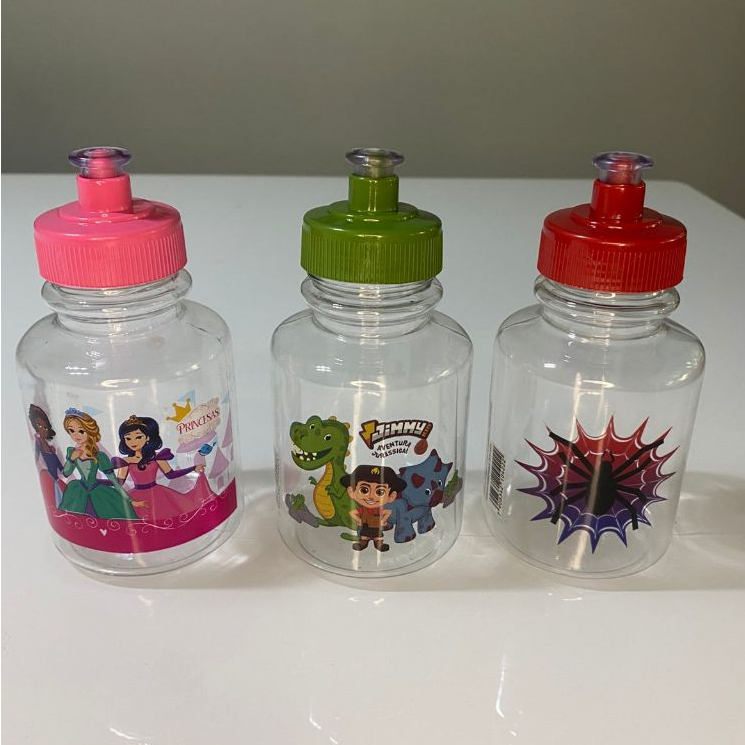 Garrafa Transição, Bico Silicone / Cantil Copinho C/ Alça Antivazamento Menina e Menino Infantil 300ML