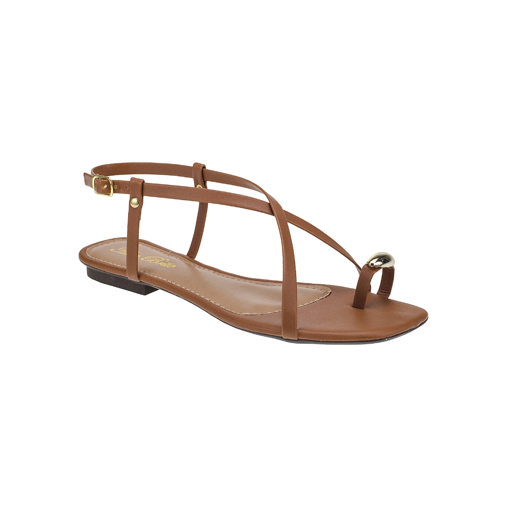 Sandália Feminina Rasteira Chinelo com Anel no Dedo Plana Confortável Tendência Elegante Moda Social
