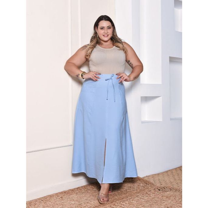 Saia Longa Feminina Plus size Evangélica Marrant Bolso Cargo Moderna Social em Oferta na Shopee