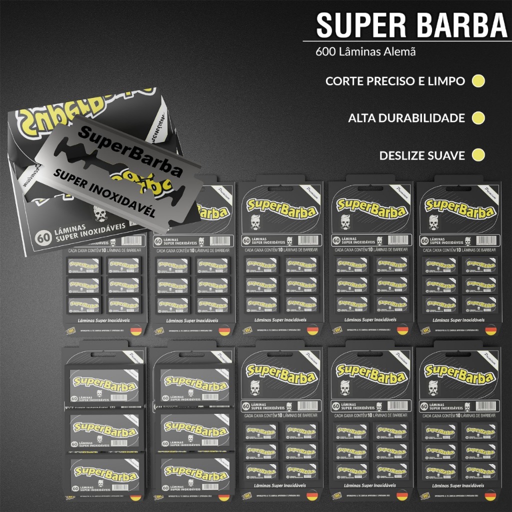 Kit Lâminas De Barbear Super Barba Black Alemã Corte Preciso