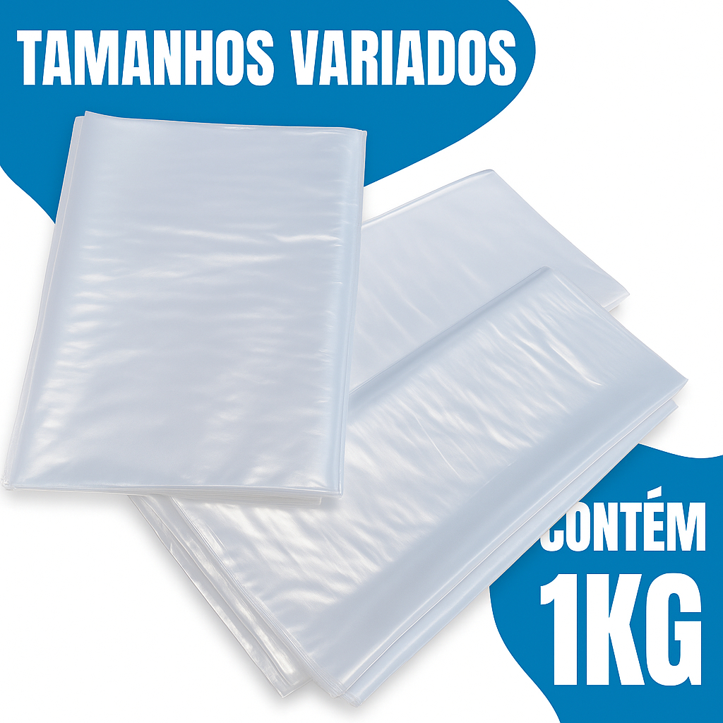 Saco Plástico Transparente 1kg | Polietileno Resistente | Diversos Tamanhos | Pronta Entrega