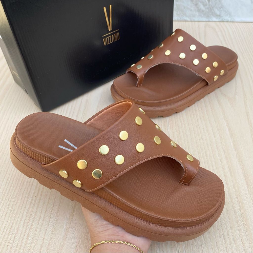 Sandália Feminina Vizzano Pelica Summer Aplique Taxinhas Confortável Casual
