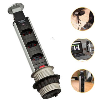 Torre de 3 Tomadas 20A Embutir Retratil Vertical Bivolt Extensão Régua RENNA