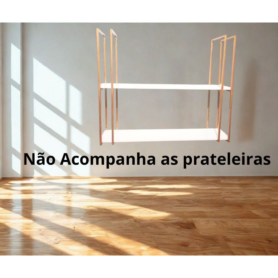 Kit 4 Suportes Estilo Industrial 95x25cm Aço Preto Estante Suspensa Livros Parede Escritório