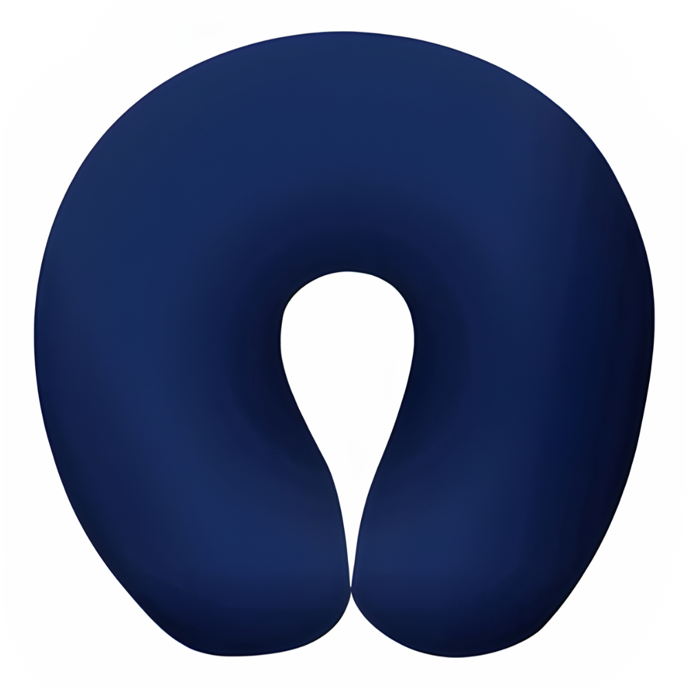 almofada de pescoço super confortavel em tecido proteção e descanso suede azul marinho