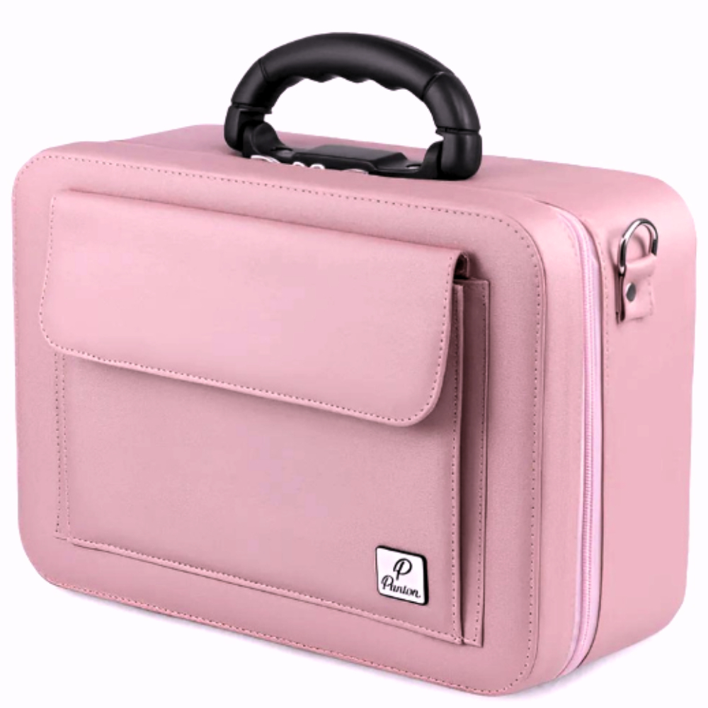 Maleta Médica Profissional Rosa Panton C/ Divisórias C136 Alça Tiracolo, Resistente, Ideal p/ Médicos e Enfermeiros