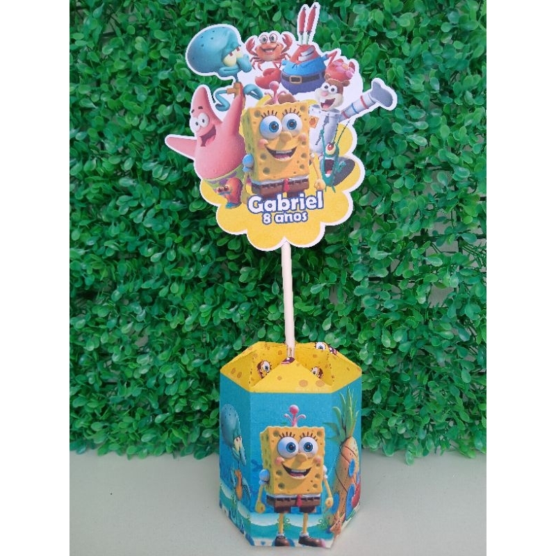 CENTRO DE MESA BOB ESPONJA ( PEGUE E MONTE ) personalizados de festa bob esponja lembrancinha de aniversario bob esponja