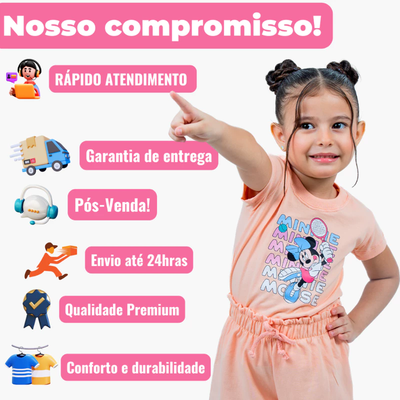Conjunto Infantil Feminino de Verão com 6 Peças para Menina — foto 7