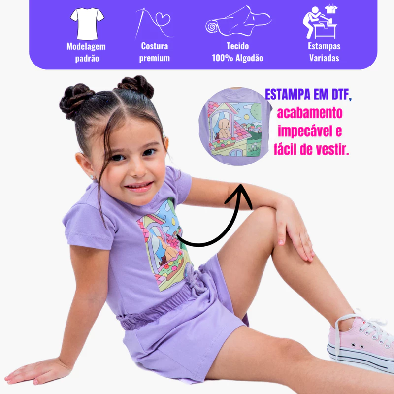 Conjunto Infantil Feminino de Verão com 6 Peças para Menina — foto 4