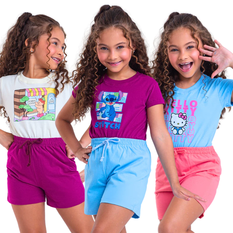 Conjunto Infantil Feminino de Verão com 6 Peças para Menina — foto 3