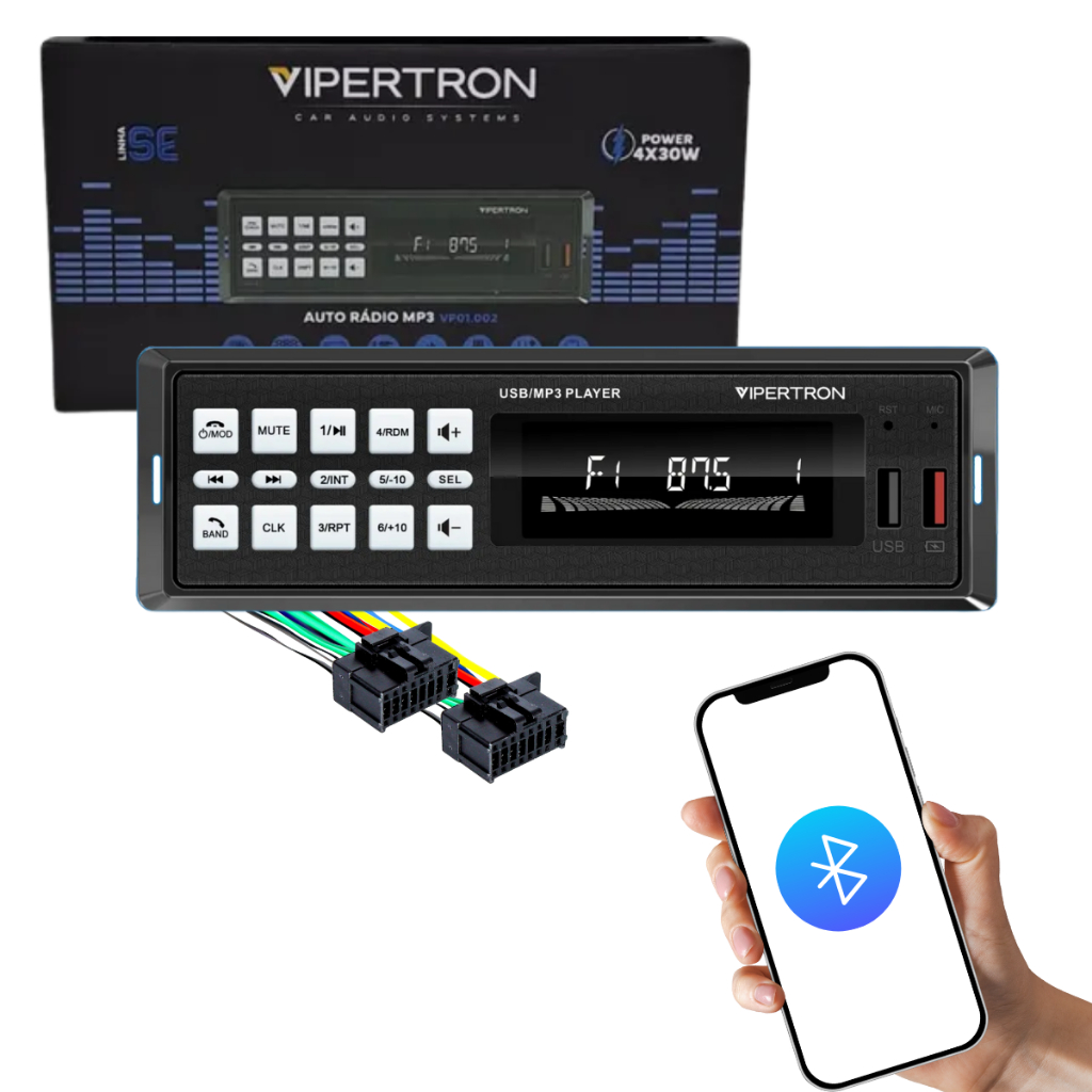 Rádio MP3 Automotivo Vipertron Bluetooth USB SD em Oferta na Shopee