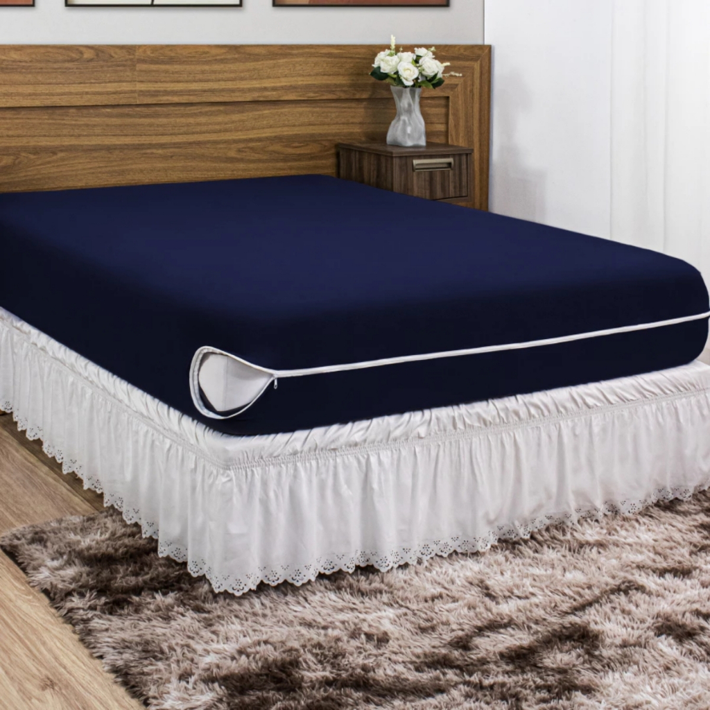 Capa de Colchão com Zíper Protetora malha Gel para Cama Solteiro