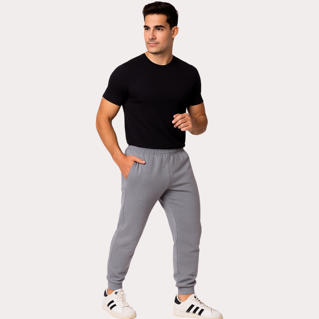 Calça De Moletom Masculina Flanelada Jogger Com Punho