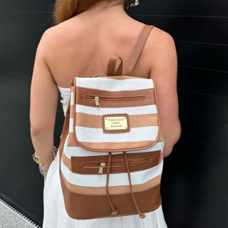 Mochila Feminina Corino Reforçada Texturizada Listrada Moda Casual em Oferta na Shopee