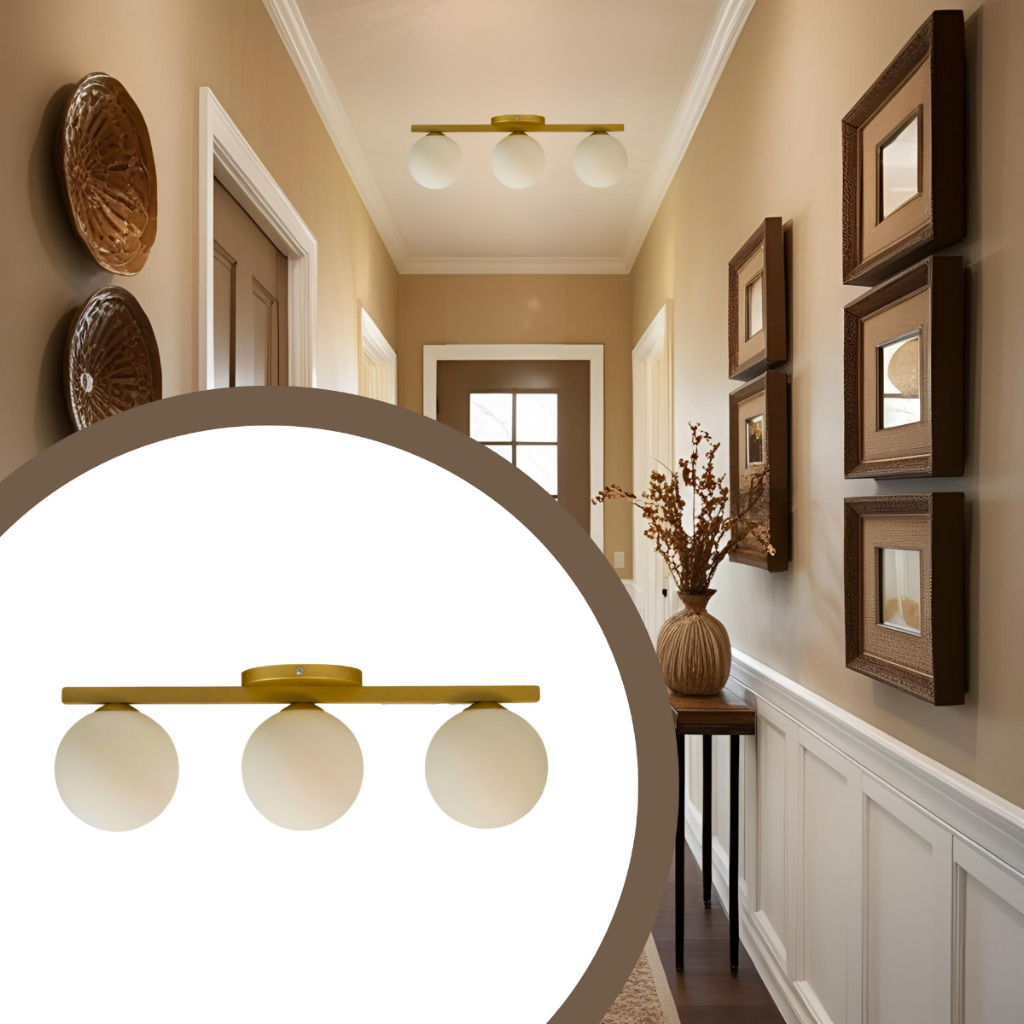 Lustre de teto plafon luminária em aluminío modelo jabuticaba 3 ou 2 globos de vidro