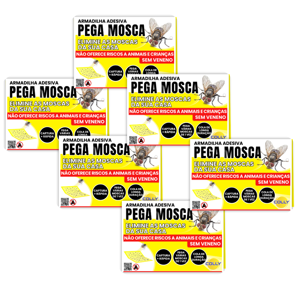Pega Mosca Adesivo Kit 20un Alta Eficiência para Ambientes Controle de Moscas Colly