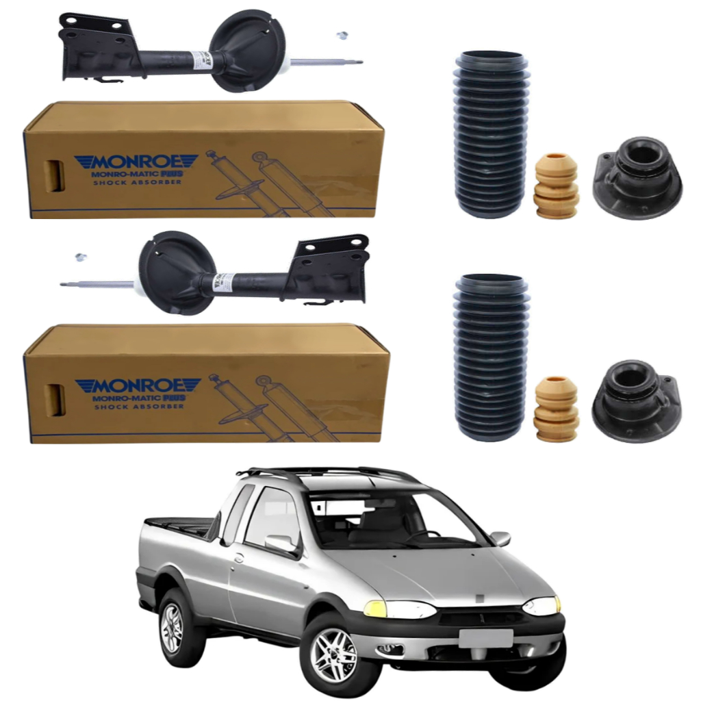 PAR AMORTECEDOR DIANTEIRO STRADA 98 A 2000 ORIGINAL MONROE + KITS