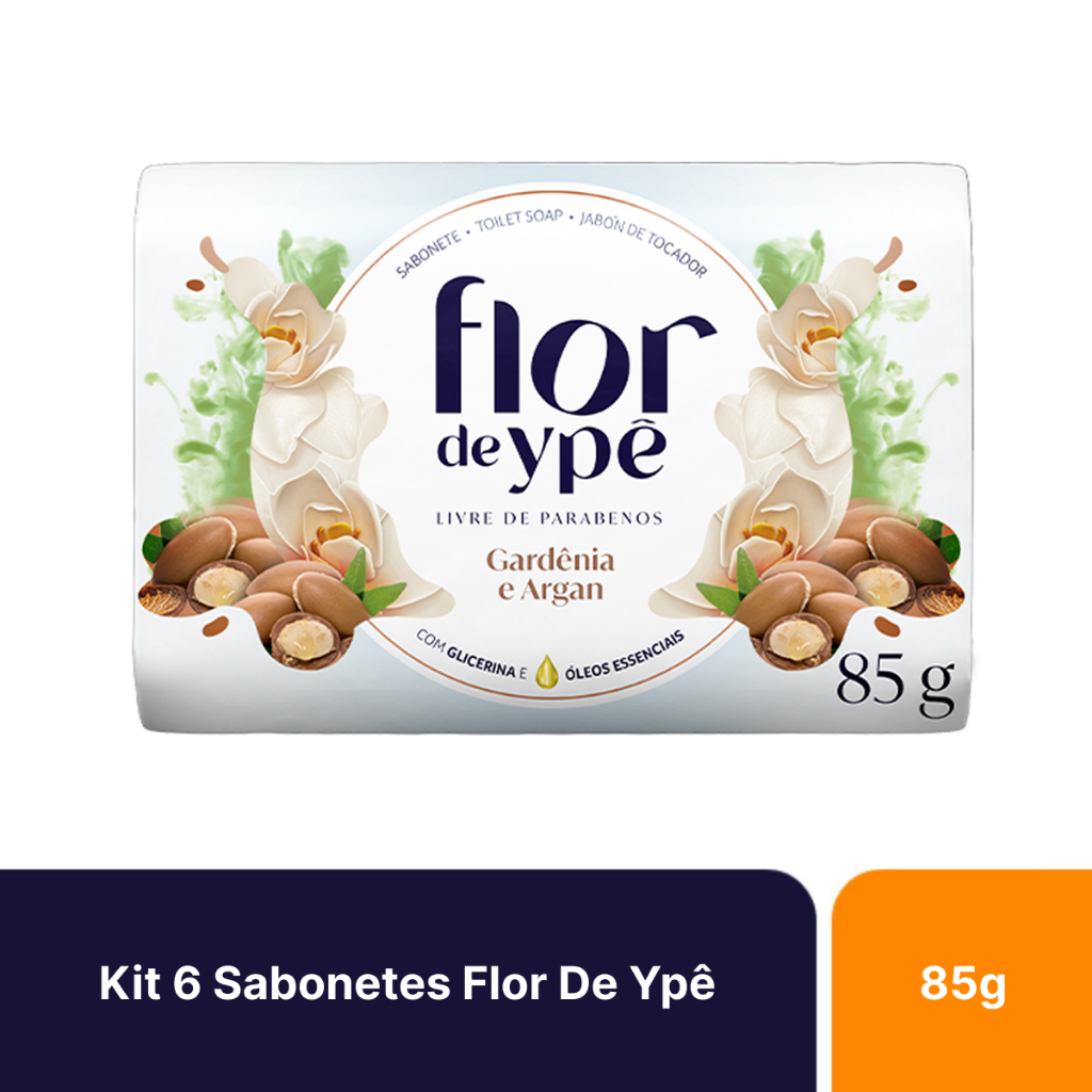 Kit 6un Sabonetes Flor De Ypê Suave Gardenia & Argan 85g em Oferta na Shopee